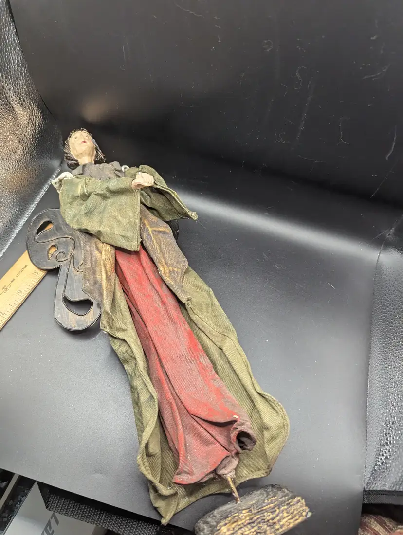 Vintage Paper Mache Angel With Metal Cutout Wings