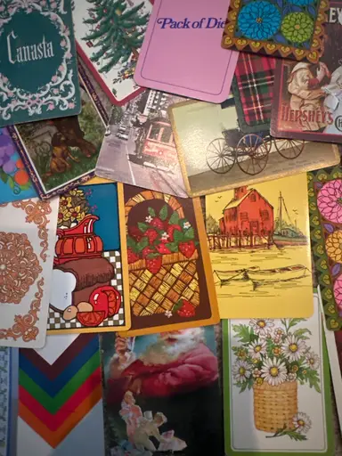 Ephemera & Button Flowers !!! Playing Cards, Full Decks, Singles, Post Cards, Photos And More! 