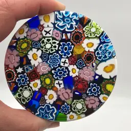 18 - Stunning Tiozzo Sergio Large 3.25” Millifiori Puck Paperweight Italy