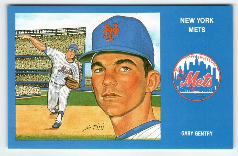 1969 NY Mets Baseball Postcard Susan Rini Gary Gentry Unused Limited Edition