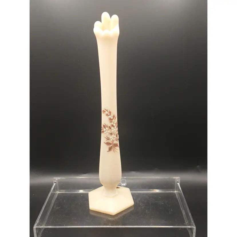 Vintage Westmoreland Swung Glass Bud Vase Almond/Custard