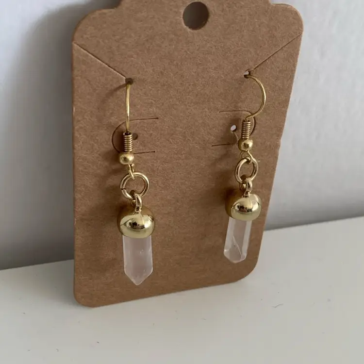Clear Quartz Point Drop Earrings ~ Absorbs Negative Energy