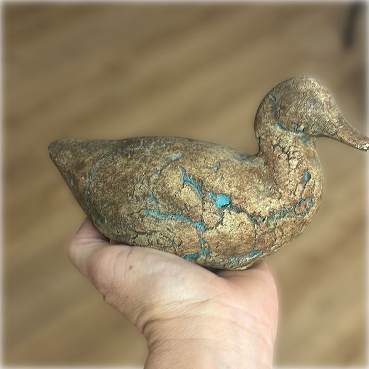 Stan Langtwait Shapes of Clay Duck Figurine from Mt. St. Helens' Ash Signed