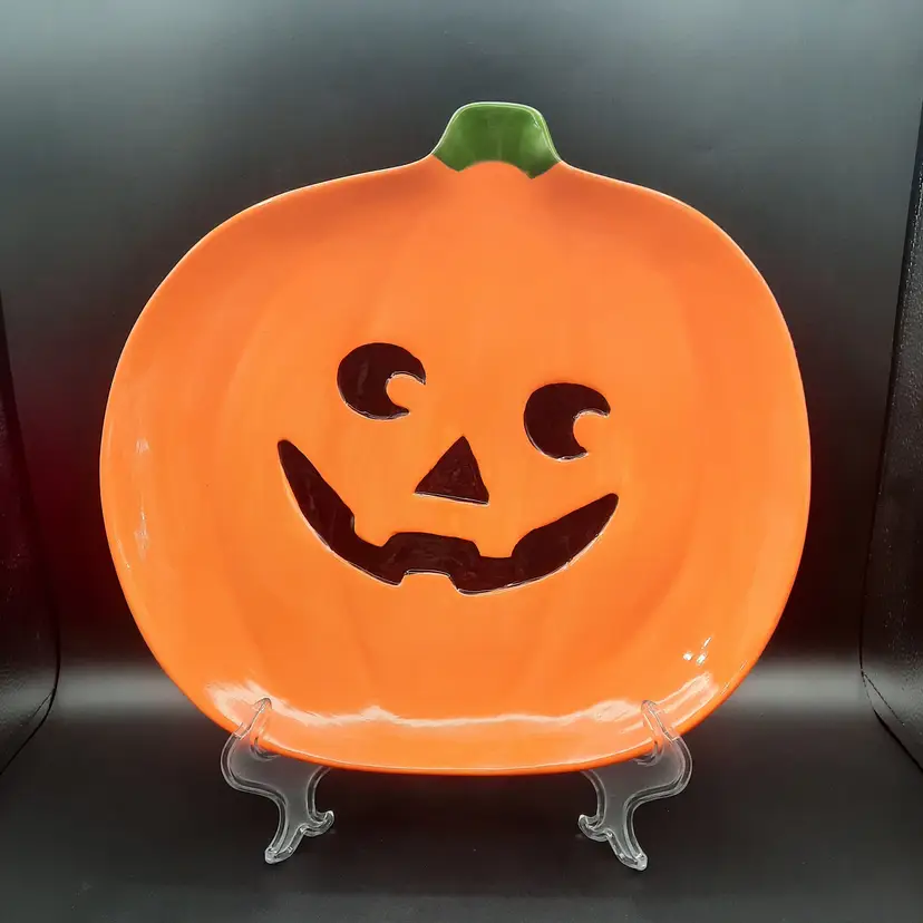 Halloween Jack o'lantern Pumpkin Large Serving Plate Platter Ceramic