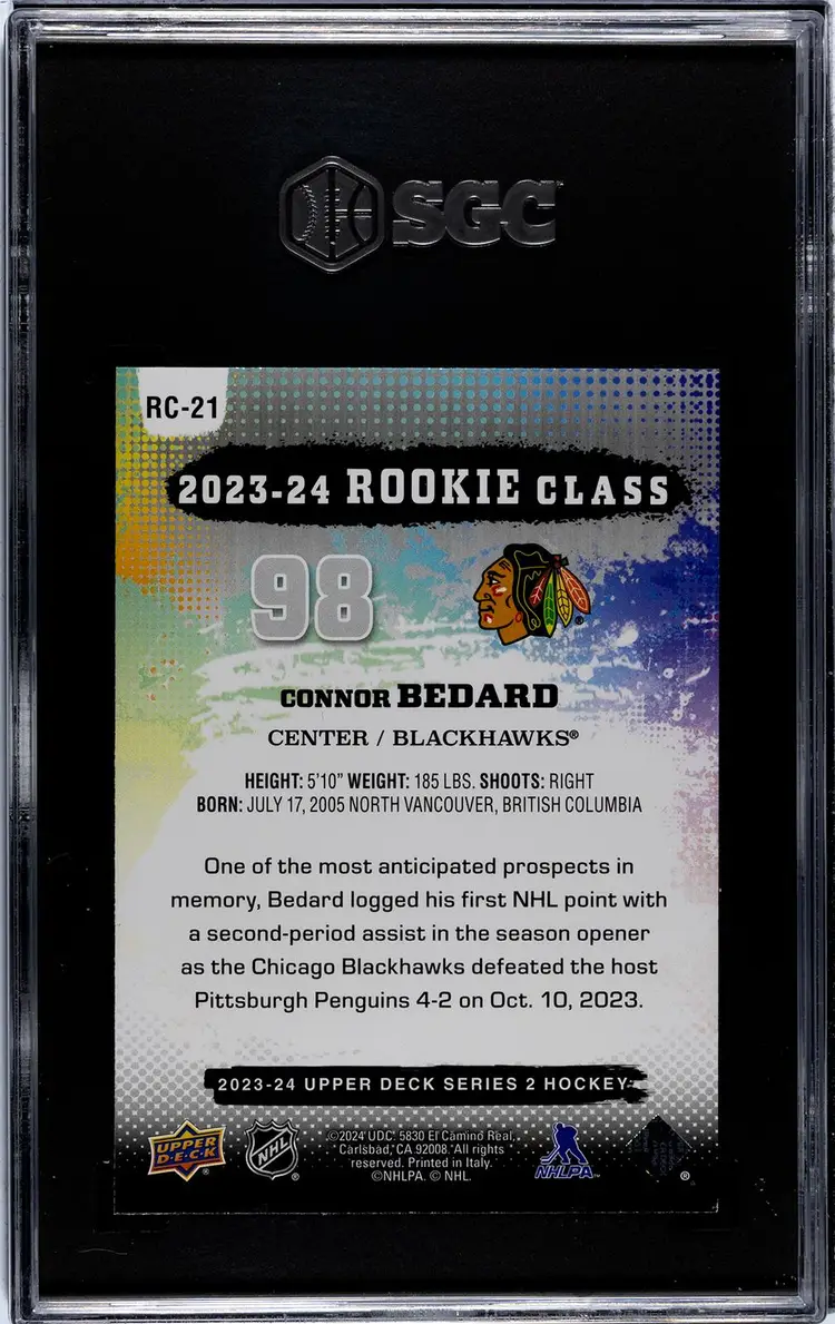 2023-24 Upper Deck Connor Bedard Rookie Class SGC 9.5 RC