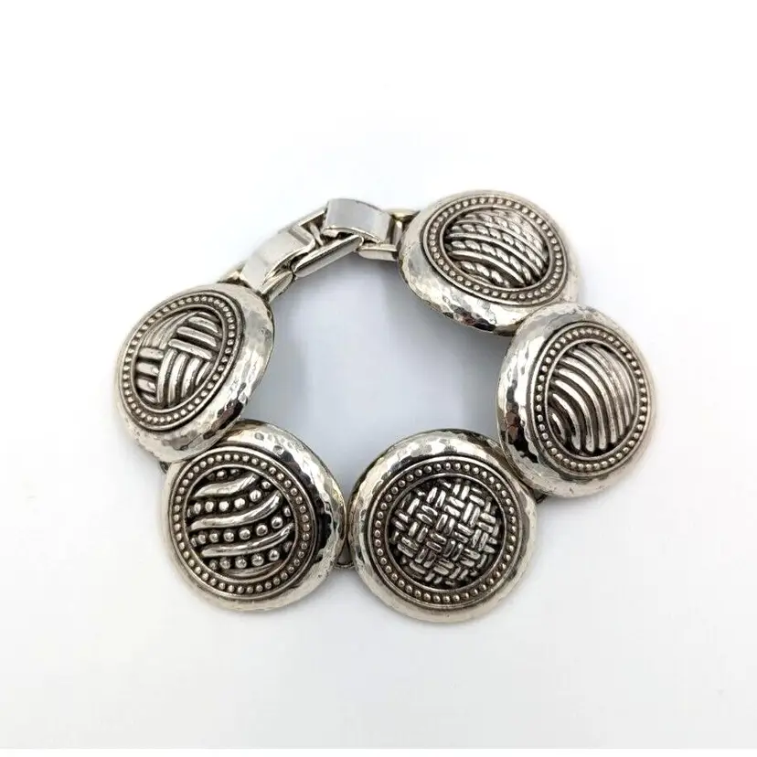 Brighton Portal Bracelet Silver Plate Vintage Statement 7" Marked