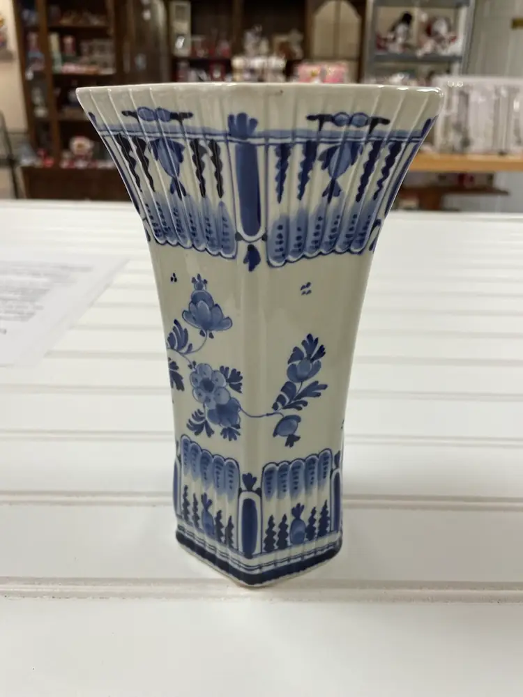 Delft Holland De Porceleyne Fles Handpainted Blue Bud Vase Flowers