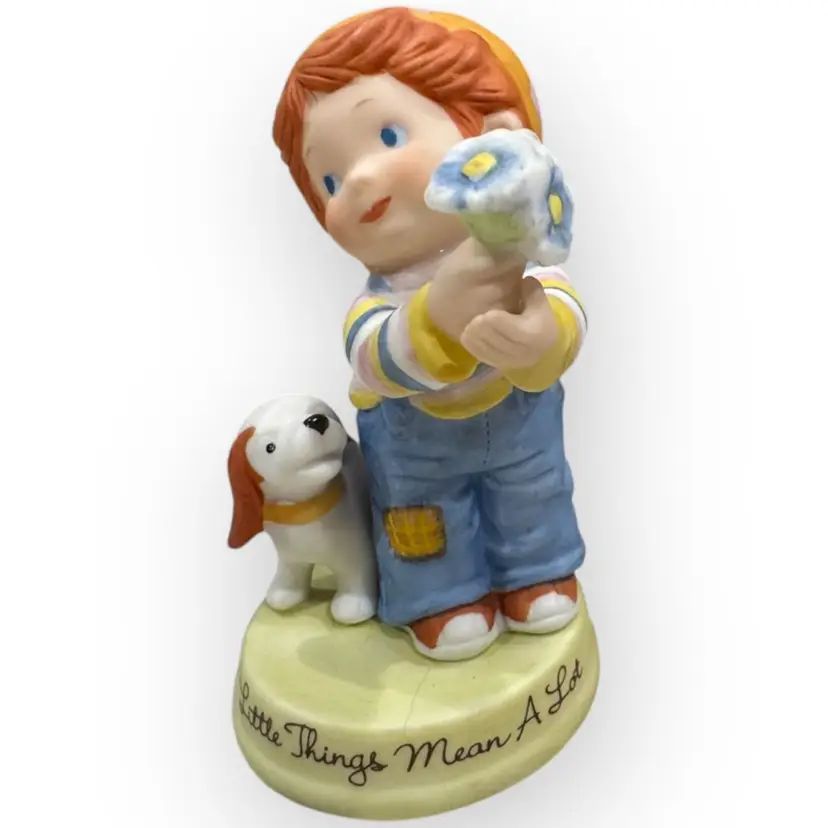 Vintage Porcelain Bisque Avon Boy Figurine “Little Things” 1983