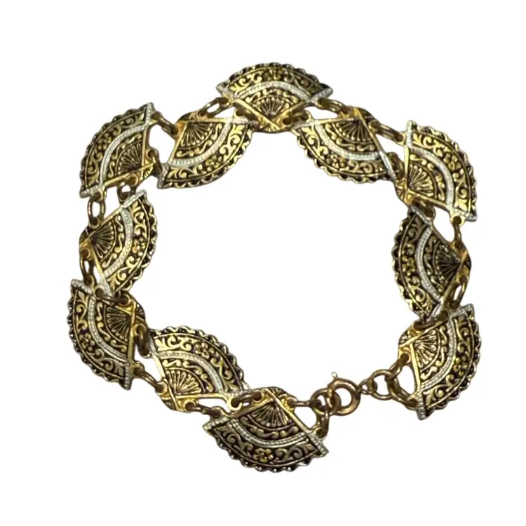 Vintage MCM Toledo Fan Link Bracelet 7”