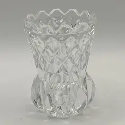 Vintage Cut Crystal Toothpick Holder, Sawtooth Rim 2 1/2” Tall