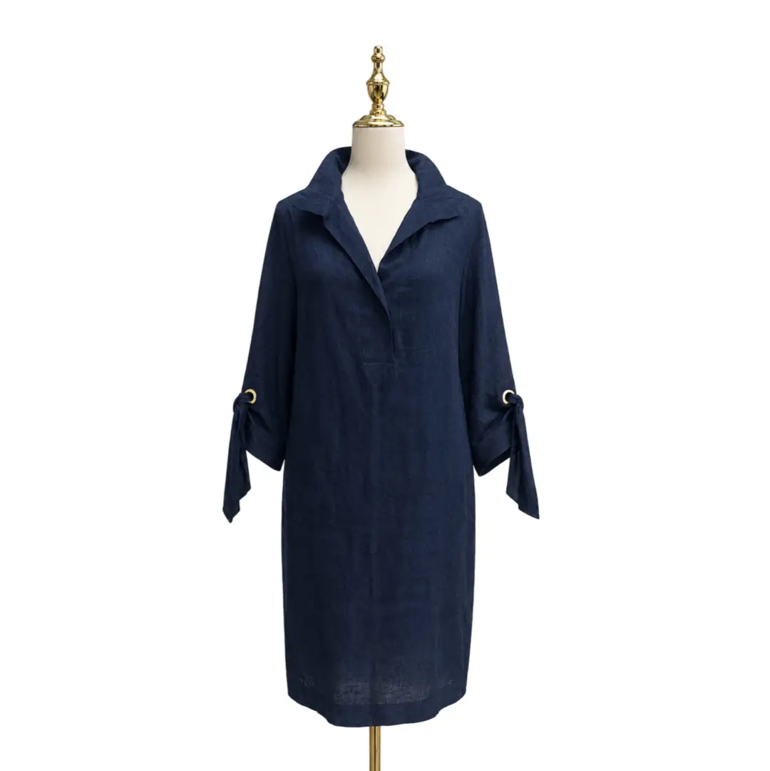 Carolina Herrera Blue Linen Dress Sz S