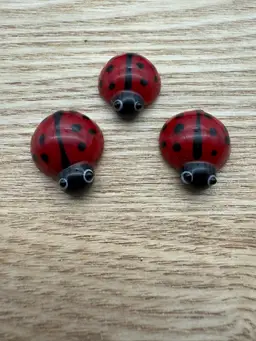 Art Glass Lady Bug Trio