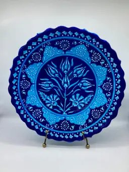 Alspoich Blue Pottery Plate from Turkey, Signed
