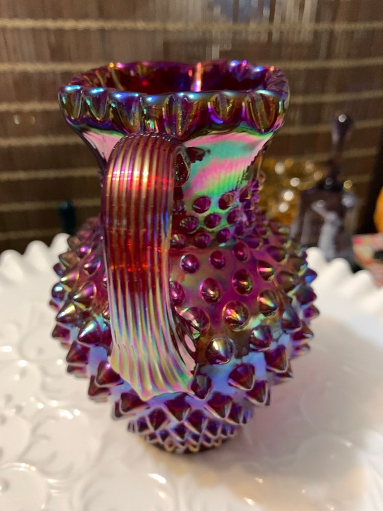 FENTON Hobnail Red Carnival Pitcher