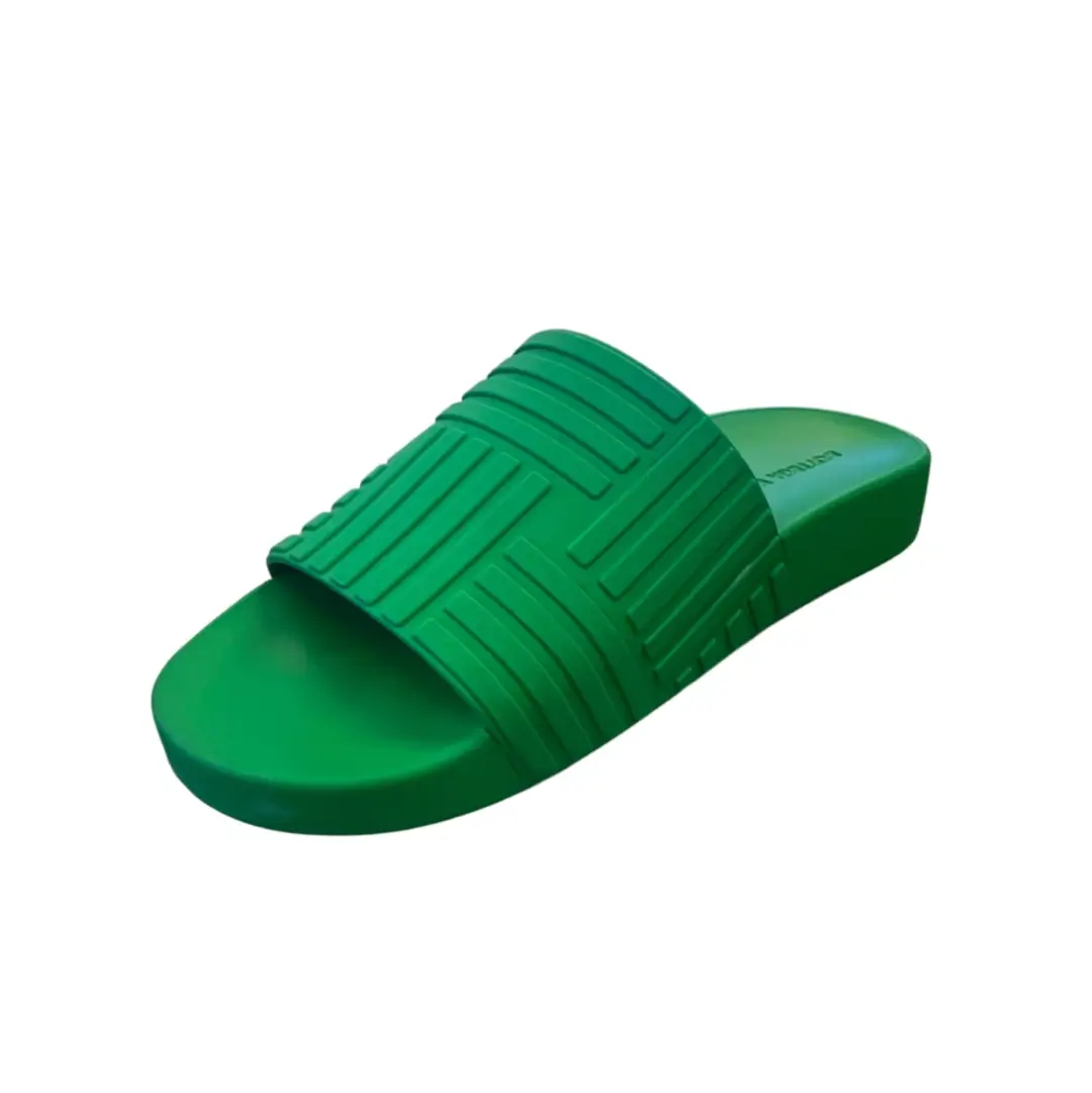 Bottega Green Rubber Slides SZ 36