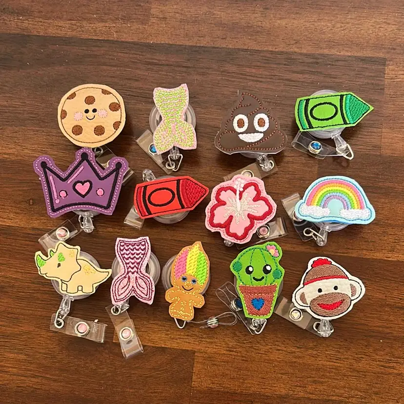 #12 - Plumeria Handmade Retractable Badge Reel