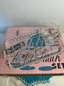 Two Sets Of 1950’s-1960’s  Anchor Glass Tea And Sandwich Set