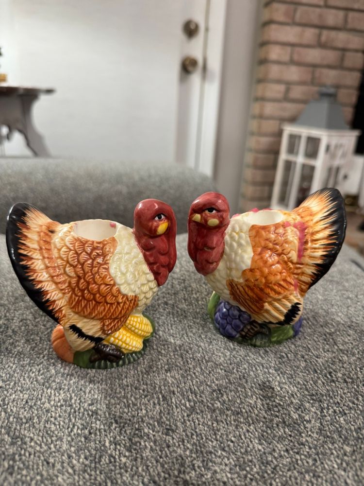 1 Pair Of Vintage Turkey Candle Holders