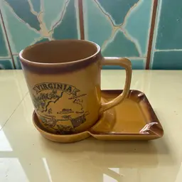 Retro Ashtray, Sip & Smoke, Vintage Ashtray and Matching Mug, 1970's Coffee Mug and Ashtray Virginia