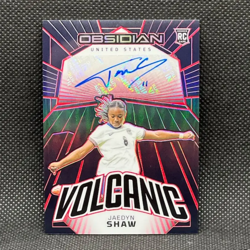 Jaedyn Shaw 2023/24 Panini Obsidian Volcanic Autograph Red /25 USWNT Soccer Card