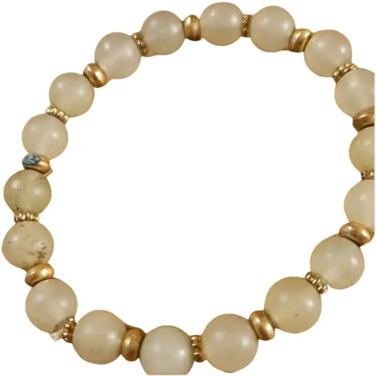 Quartz stretch bracelet w/gold bead spacers