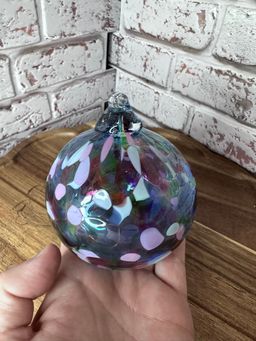 Hand-Blown Fused Glass 4'' Multicolored Ornament, under 20 dollars