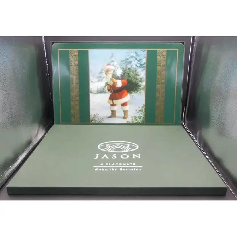 Jason Brinley 4 Cork Placemats NOSTALGIC SANTA Christmas Made In N. Zealand