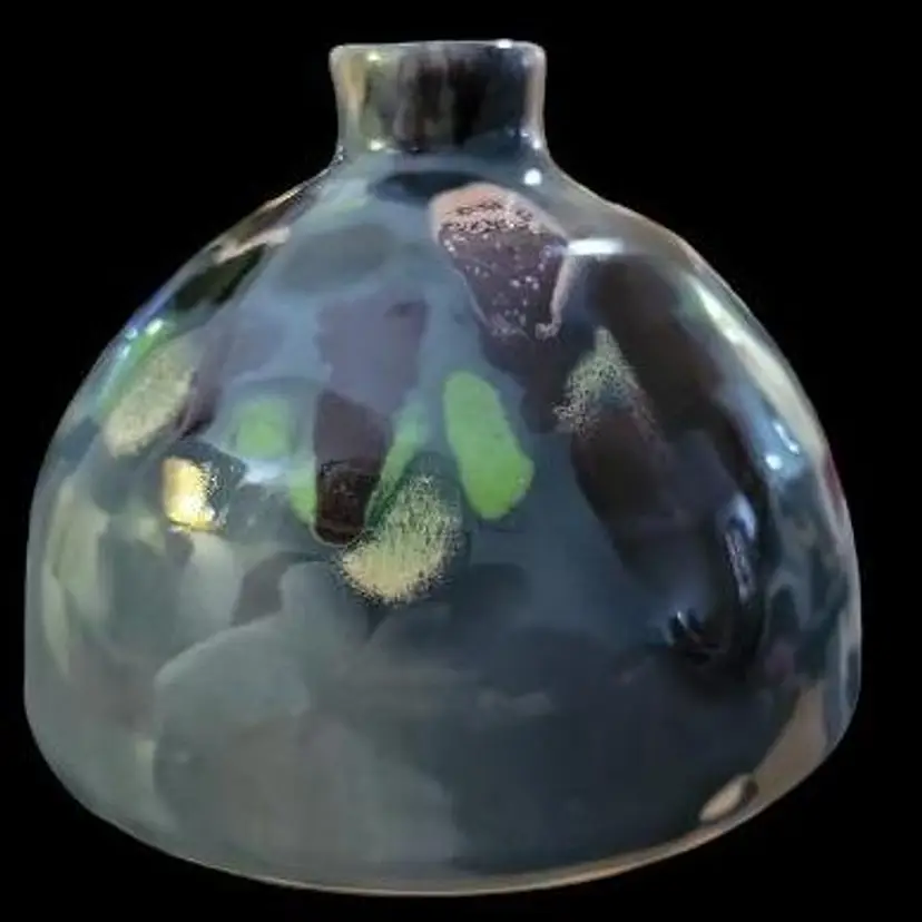 Sale! Pottery Bud Vase Artisan Rounded Base Hand Crafted Painted Glaze Gorgeous Multi Colors