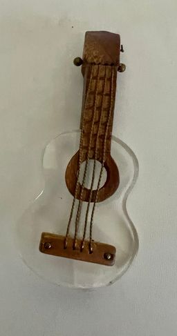 Vintage 1940s Mid-Century Modern Lucite Guitar Brooch #N-2