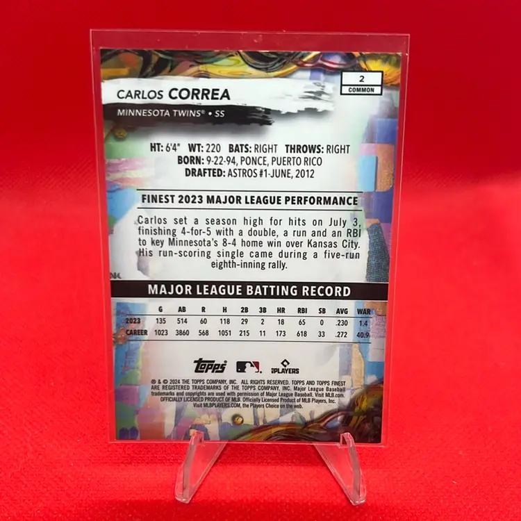 Carlos Correa 2024 Topps Finest Common Blue /325 Minnesota Twins 