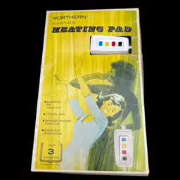 #331A Vintage 1960's Northern Automatic Heating Pad W/Original Box. Flannel Cover In Blue Rose Pattern
Tested - Works