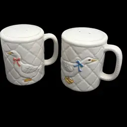 Otagiri Japan White Ceramic Goose Kitchen Salt Pepper Shakers vintage 1980s
