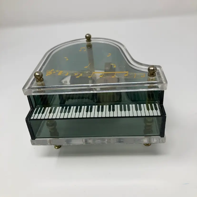 Vintage Made In Hong Kong Piano Music Box! 2 3/4”  Tall 4” Wide! READ! Missing On Off Switch!