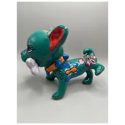 Talavera Pottery Peeing Chihuahua ~ Whimsical Folk Art Style ~ 5 inches tall, 7 inches long