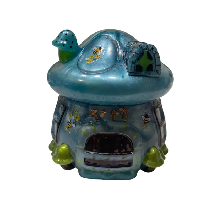 Handmade Resin Bee Theme Mushroom Shaped House Jar