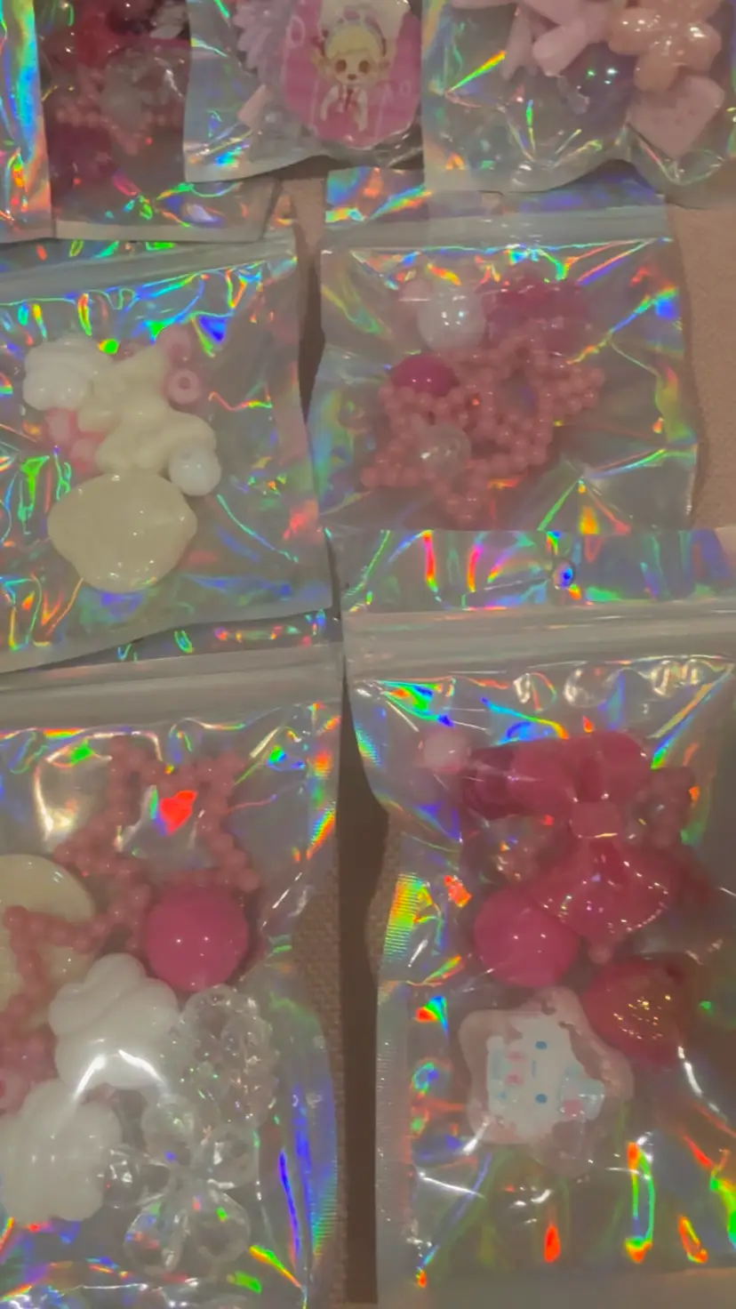 10 Pink Bags Of Assorted Beads Crafts Beadable Pens