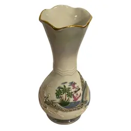 Florida Green Lusterware Dragonware 6” T Vase