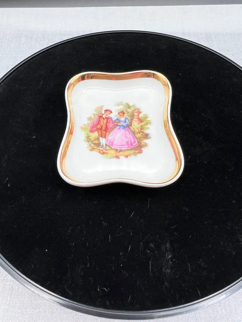 #991B Vintage Limoges Courting Couple Trinket Dish