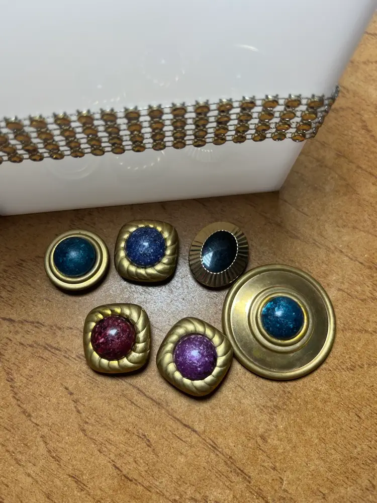 6pc Vintage Gold-tone Button Covers