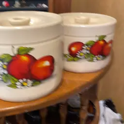 2 crock apple canisters