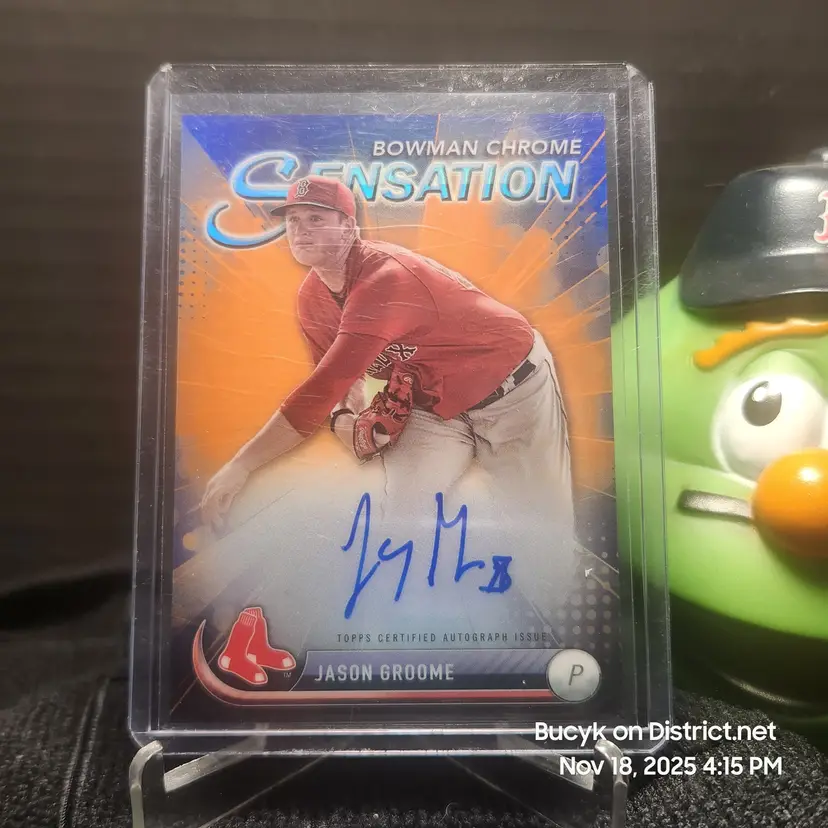 2017 Bowman Chrome Sensations Orange Auto - Jason Groome Boston Red Sox 3/25