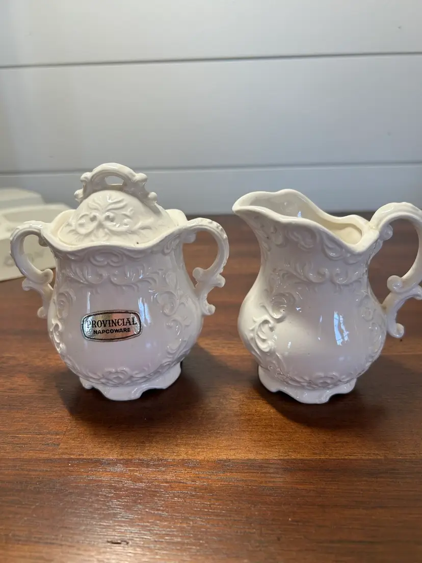 Vintage Napcoware Provincial Ceramic sugar bowl and creamer set