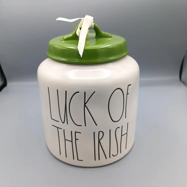 Rae Dunn "Luck Of The Irish" Canister With Green Lid