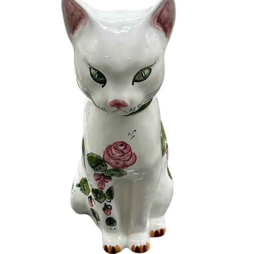 Vintage Ceramic Hand Painted Cat Planter