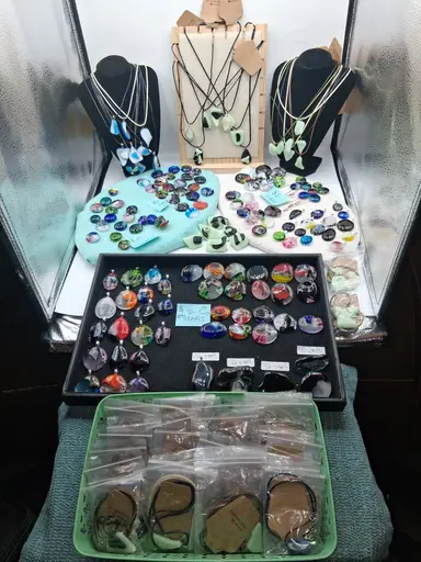 OOAK Jadeite, Milk Glass & Art Glass Jewelry & Magnets!