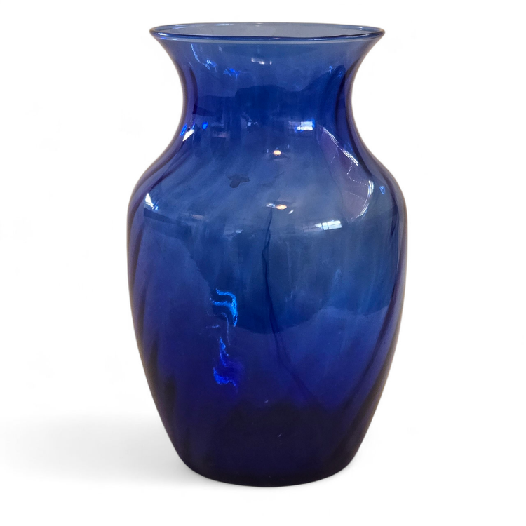 Art Glass Swirl Vase Illusions Cobalt Blue 7⅝" Tall Unbranded