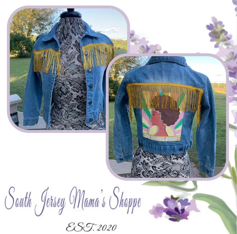 Up-Cycled Hand Painted Denim Jacket Girl’s Size 10/12 “Shine Bright”