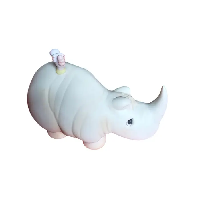 FRIENDS TO THE END VINTAGE 1988 SAMUEL J BUTLER ENESCO RINOCEROS WITH BIRD FIGURINE EXCELLENT CONDITION. 3.75X3.75X1.5 #229