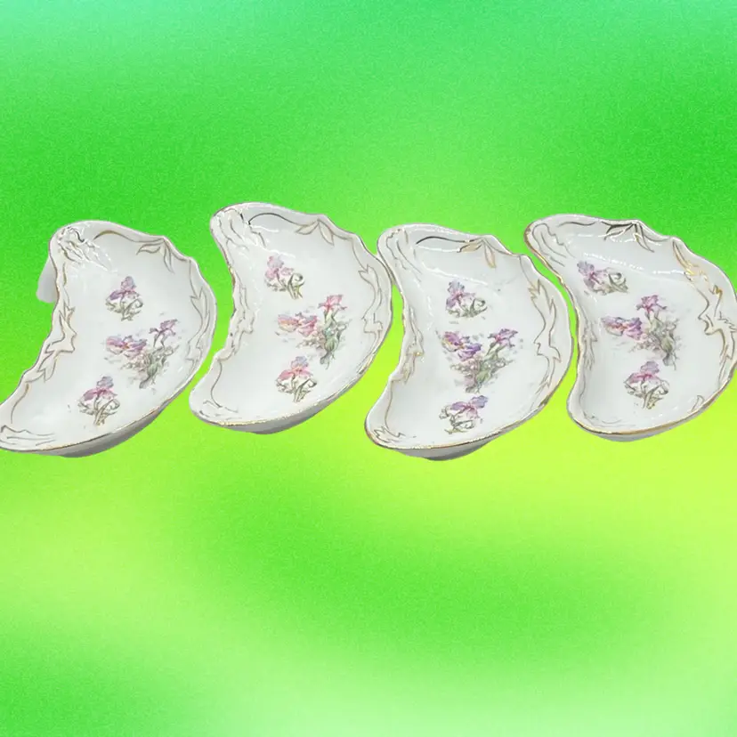 side bone plates 4 rosenthal orchid iris purple porcelain vintage