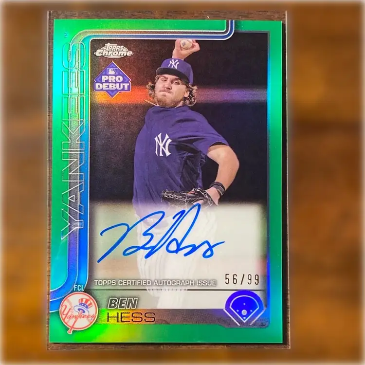 2025 Topps Pro Debut Ben Hess Green Refractor Auto /99 Yankees